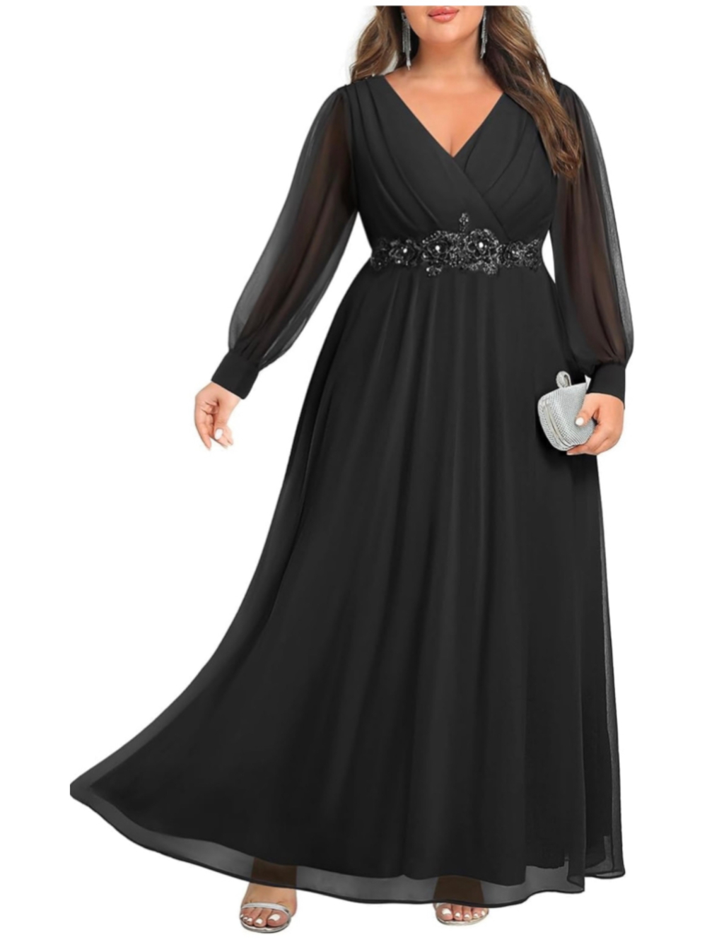 NEW Pinup Fashion Plus Size Formal Dress Long Sleeve Evening Gown 22W